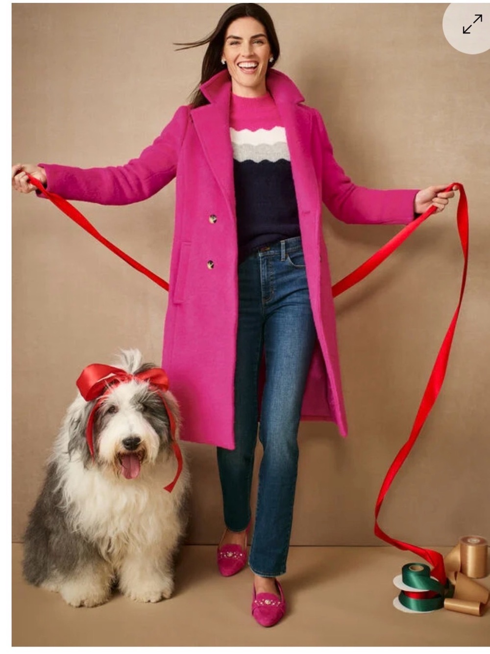 Talbots Plus Hot Pink  Brushed Wool-Coat